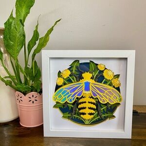3D Bee Dandelion Shadowbox